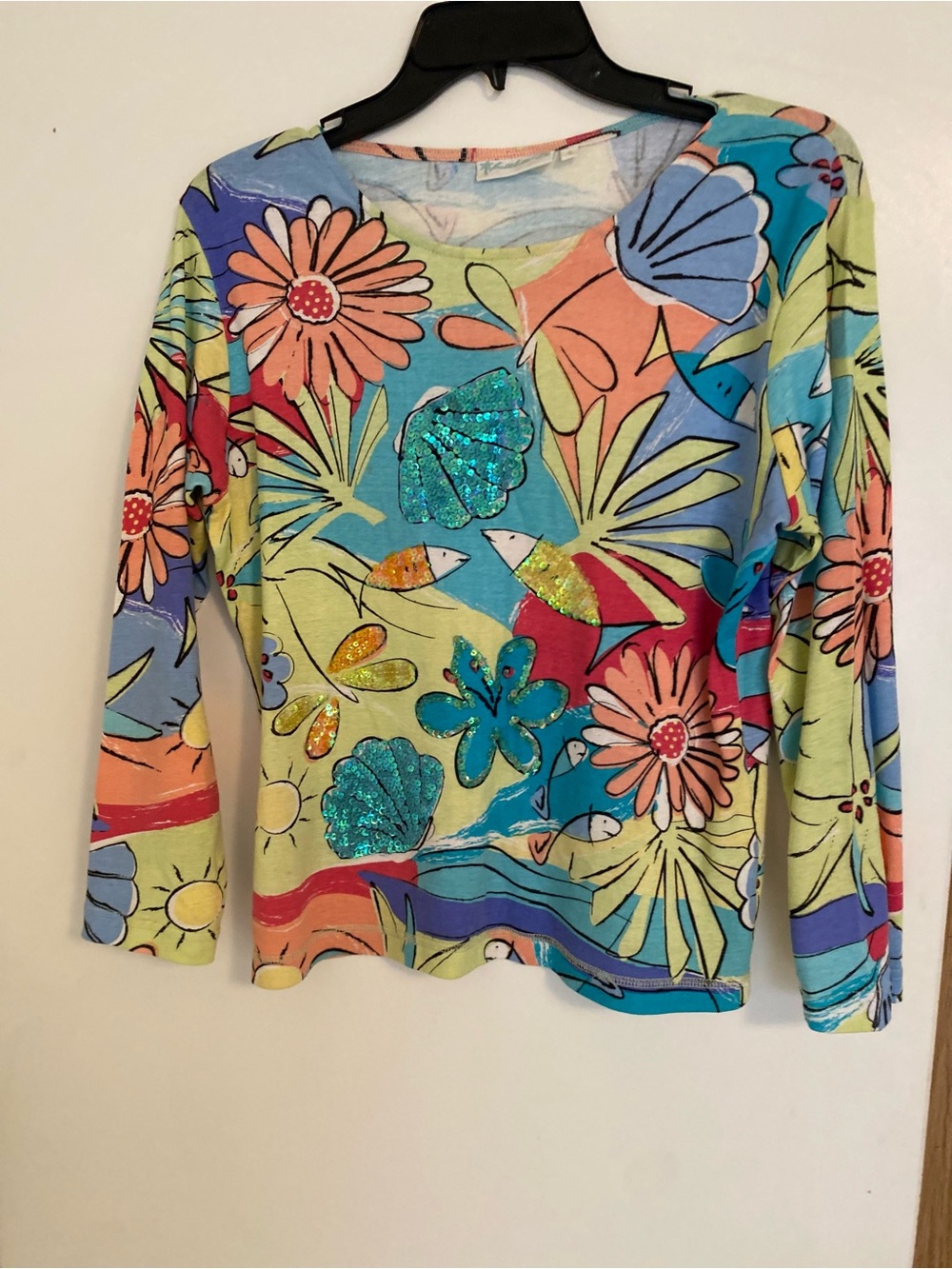 Lulu-B Multicolor Floral & Seashell Long Sleeve Top